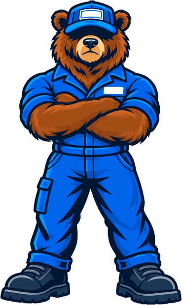Bears Mobile Mechanic mascot standing with arms crossed